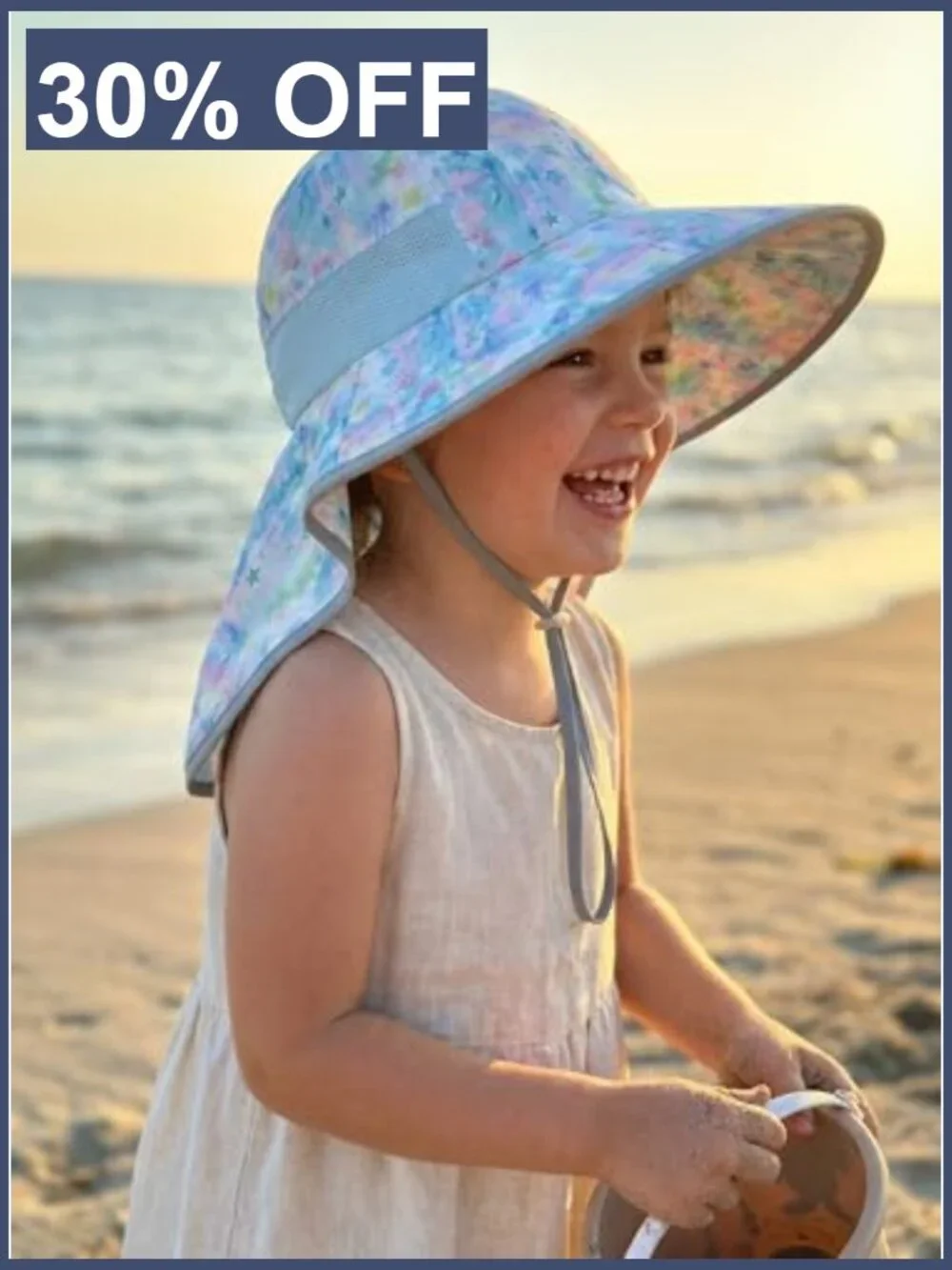 Kids UPF 50+ Bucket Hat with Neck Flap